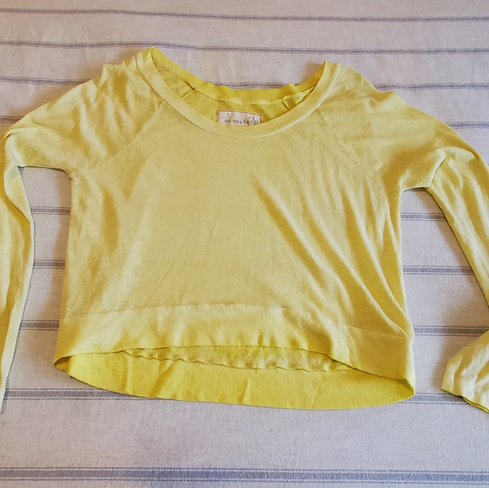 EUC Free People yellow long sleeve sheer crop top